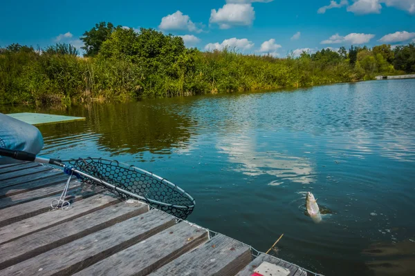 Fiske på sjön bakgrunden — Stockfoto