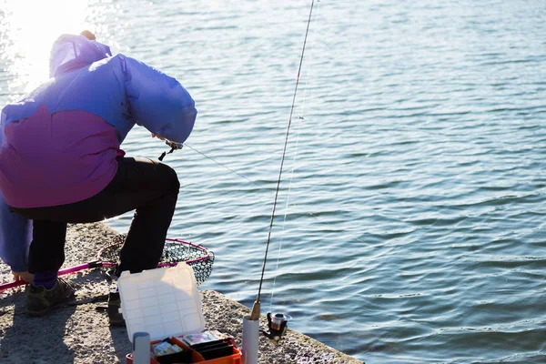 Pesca Alla Trota Sul Lago — Foto Stock