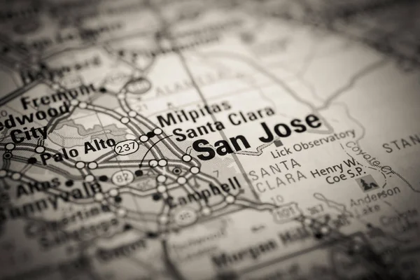 San Jose no mapa dos EUA — Fotografia de Stock