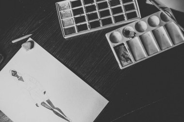 Vinnytsia, Ukrayna - Circa 2018: Çizim moda illüstrasyon.