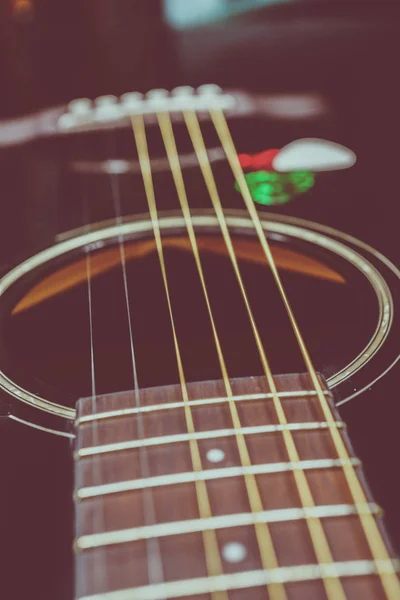 Guitare Acoustique Vue Près — Photo