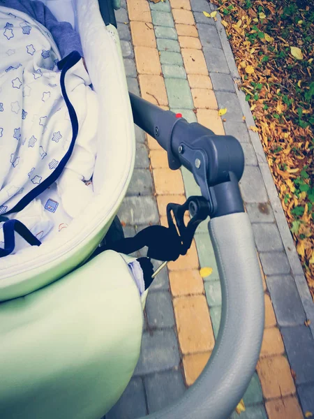 The edge of a stroller on a walk — Stock Photo, Image