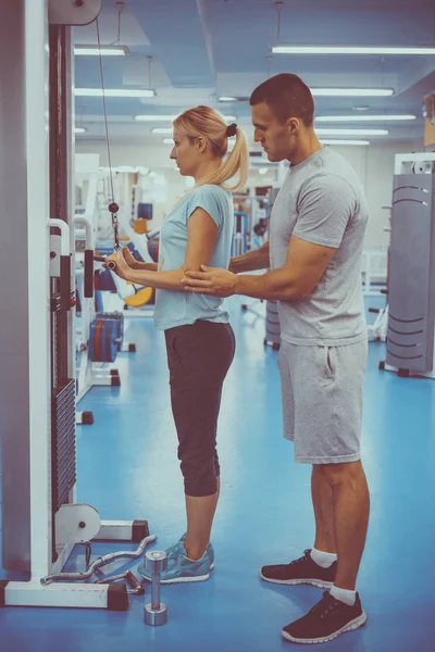 Concept Personal Training Coach Client Gym — Stock Photo, Image