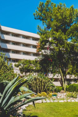 Güzel tatil beldesi. Yeşil ve çiçekler