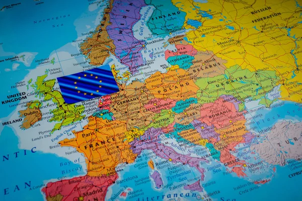 Euro Trip Karta Närbild — Stockfoto