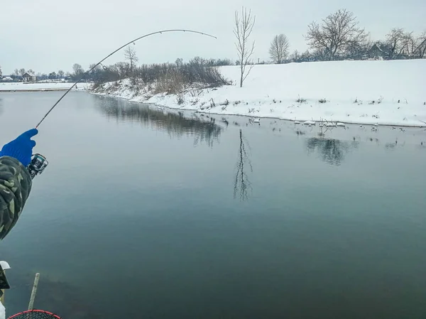 Pesca Alla Trota Sul Lago — Foto Stock