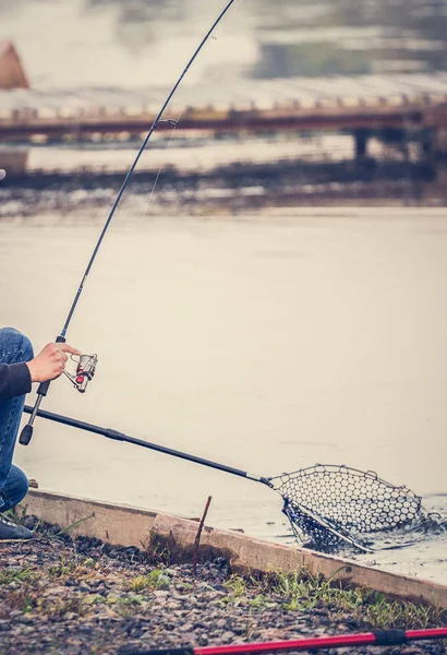 Hobbi Pisztráng Horgászat Háttér — Stock Fotó