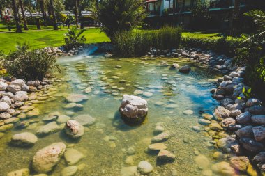 Güzel tatil beldesi. Yeşil ve çiçekler