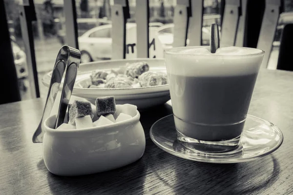 Ochtends Koffie Het Café — Stockfoto