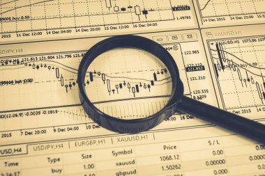 Finansal analizi ve grafikler. Arka plan üzerinde forex ve stok ma