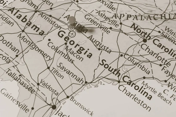 Stát z Gruzie na mapě Usa — Stock fotografie