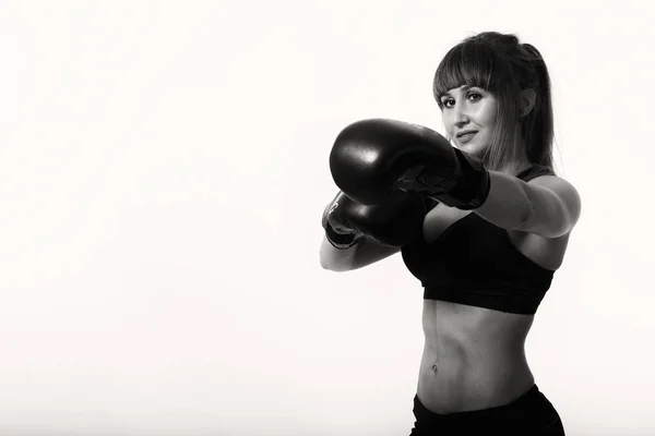 Dívka v Boxerské rukavice — Stock fotografie