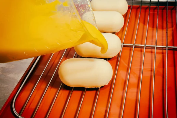 Preparation of yellow pastries — Stock Photo, Image