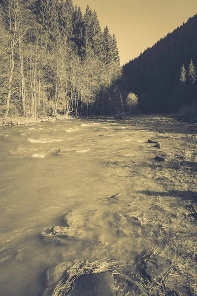 Vynikající povaha hor, horská řeka, krajina — Stock fotografie