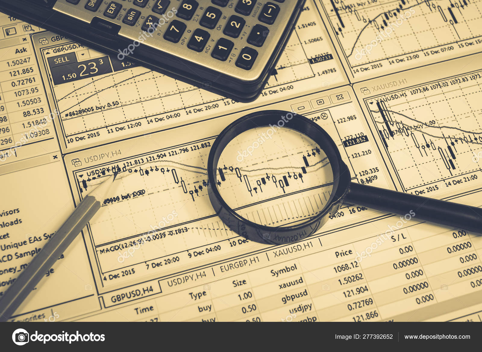 财务分析和图表。外汇与股票背景——图库图片© aallm #277392652