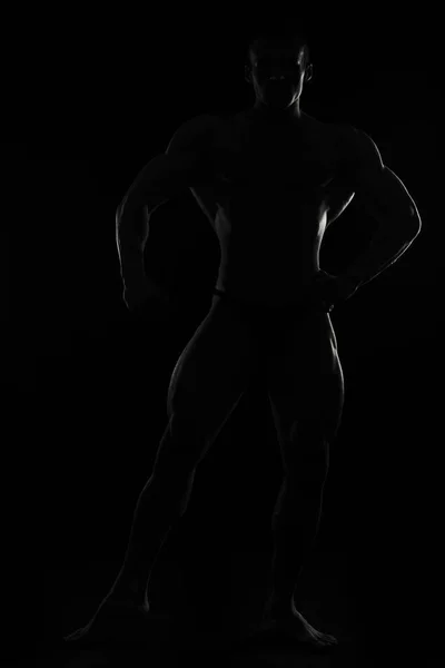 Musculação corpo preto e branco — Fotografia de Stock