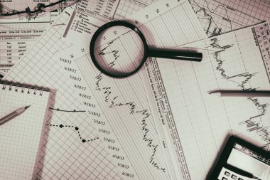 Finansal analizi ve grafikler. Arka plan üzerinde forex ve stok ma