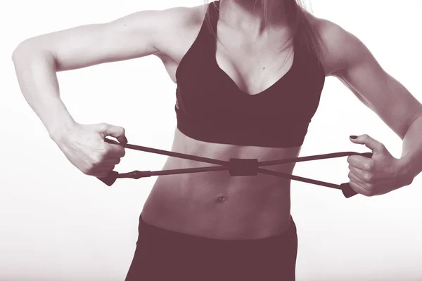 Woman exercise with elastic bands for sports — Stock Photo, Image