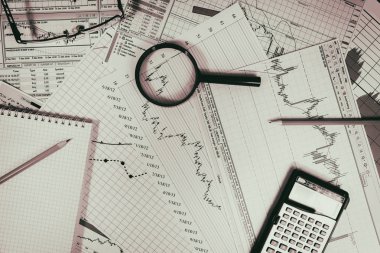 Finansal analizi ve grafikler. Arka plan üzerinde forex ve stok ma