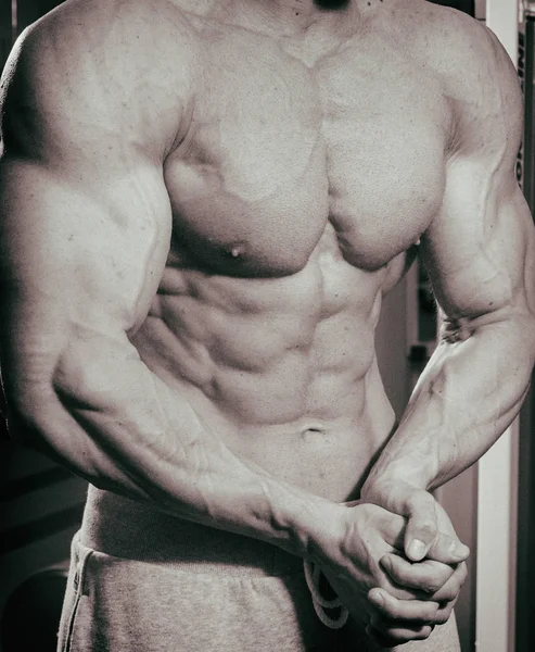 Busto di un bodybuilder in bianco e nero — Foto Stock