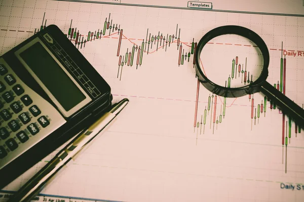 Gráficos financeiros, análise de mercado — Fotografia de Stock