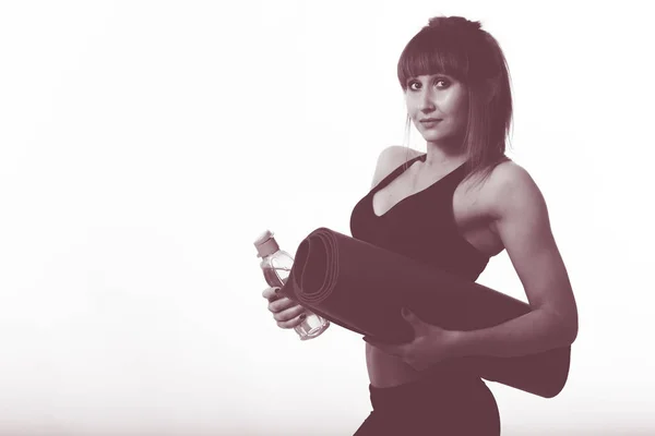 Girl boxing gloves on a black background — Stock Photo, Image