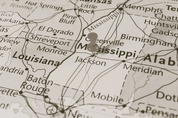 Mississippi en el mapa de Estados Unidos —  Fotos de Stock