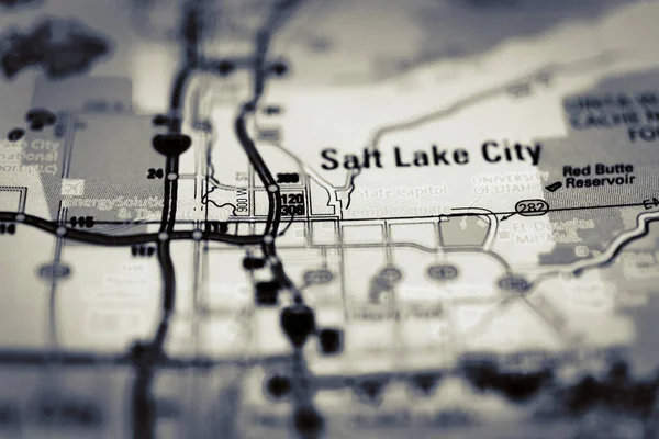 Salt Lake City en el mapa de cerca — Foto de Stock