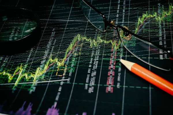 Financiële analyse en grafieken. Achtergrondinformatie over forex en voorraad ma — Stockfoto