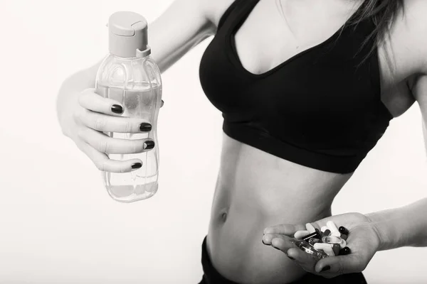 Sports girl with water — Stock Photo, Image