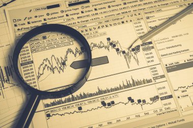 Finansal analizi ve grafikler. Arka plan üzerinde forex ve stok ma