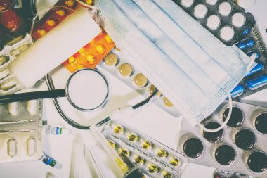 Arka plan üzerinde tıbbi bir konu, ilaç, ilaç