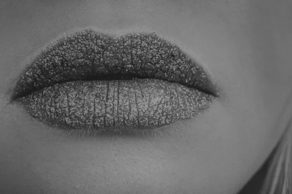 Girl`s lips in glitter — Stock Photo, Image