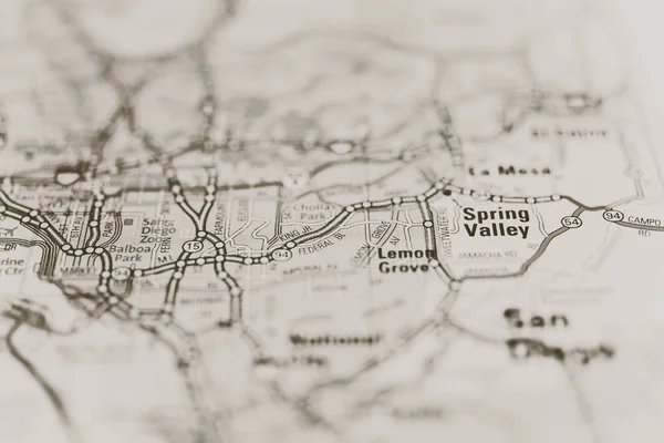 San Diego haritası üzerindeki yakın çekim — Stok fotoğraf