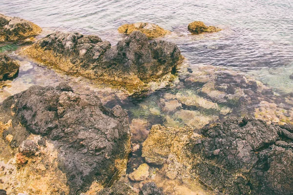 Steine im Sand am Meer — Stockfoto