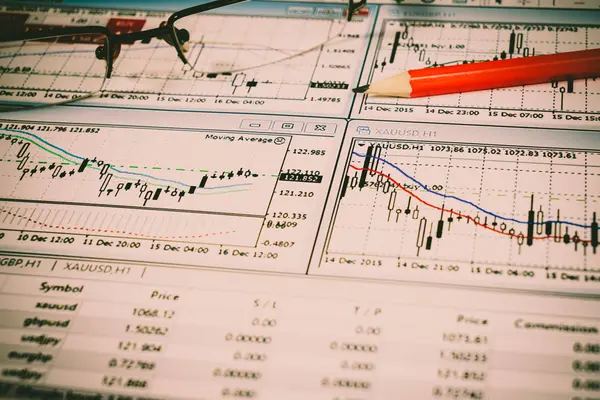 Análise financeira e gráficos. Antecedentes sobre forex e estoque ma — Fotografia de Stock