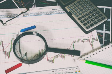 Vinnitsa, Ukrayna-25 Haziran 2017: Forex piyasasında analiz. 