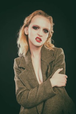 Güzel kadın göz yakın çekim, makyaj