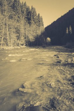 Dağlar, dağ nehir, manzara nefis doğa