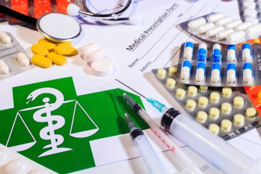 tıbbi cihazlar: tabletler, boş, stetoskop