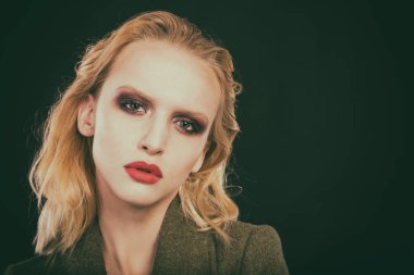 Güzel kadın göz yakın çekim, makyaj