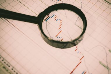 Finansal analizi ve grafikler. Arka plan üzerinde forex ve stok ma