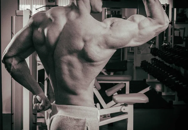 La parte posteriore di un bodybuilder in bianco e nero — Foto Stock