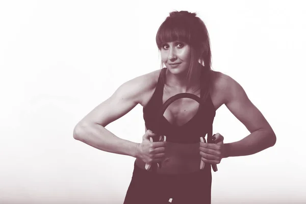 Girl boxing gloves on a black background — Stock Photo, Image