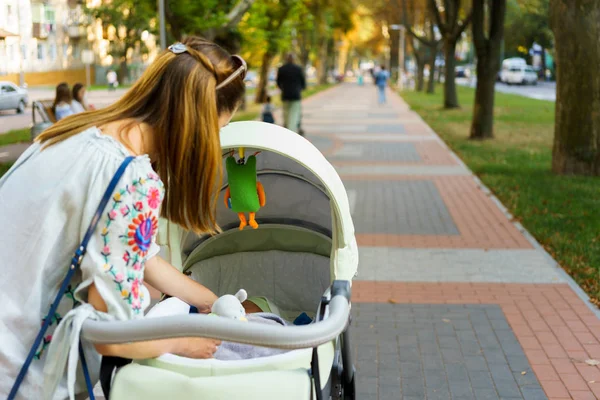 Mother over a stroller — Stock Photo, Image