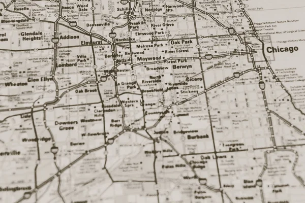 Κοντινό Σικάγο στο χάρτη — Φωτογραφία Αρχείου