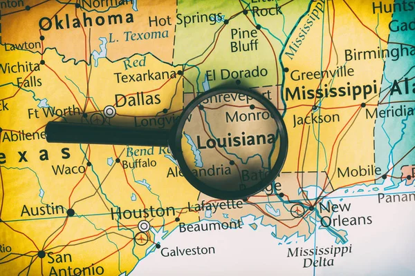 Louisiana sobre o mapa — Fotografia de Stock