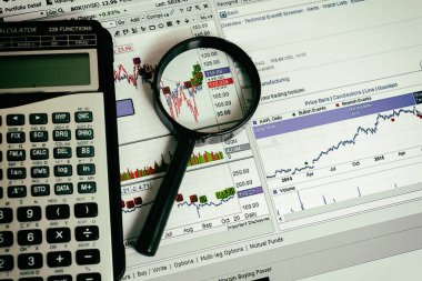 Finansal analizi ve grafikler. Arka plan üzerinde forex ve stok ma