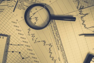 Finansal analizi ve grafikler. Arka plan üzerinde forex ve stok ma