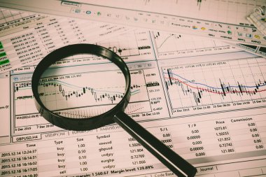 Vinnitsa, Ukrayna-25 Haziran 2017: Forex piyasasında analiz. 